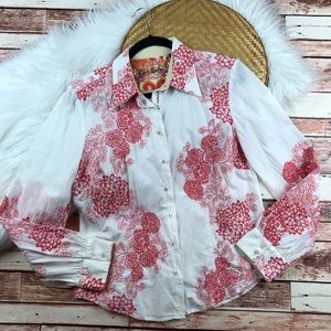 Robert graham embroidered button down blouse.